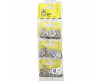 Clip Strip of Assorted Flat Stainless Steel Washers (75 Per Pack)